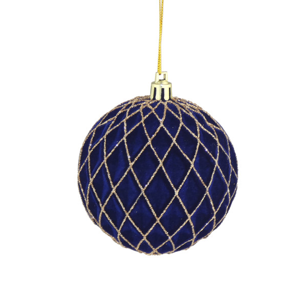 Flock Xcross Bauble Navy and Gold 10cm