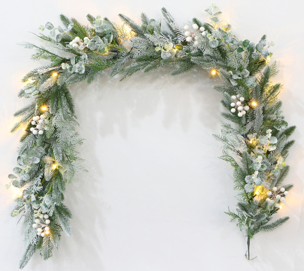 Green Garland 150cm Sparkling Mistletoe and Eucalyptus