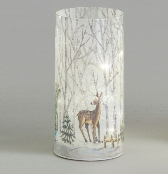 Glass Reindeer Tree Ornament 20cm LED