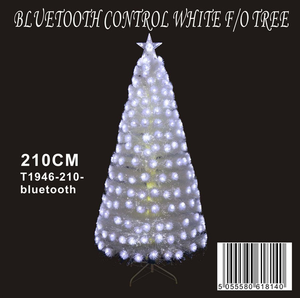 White Fibre optic tree 210cm with bluetooth control