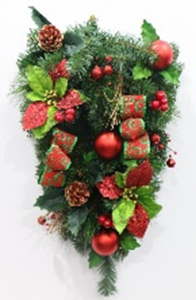 Hanging Upside Down Wall Tree 60cm with Red and Green Decorations