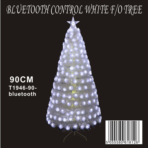 White Fibre optic tree 90cm with bluetooth control