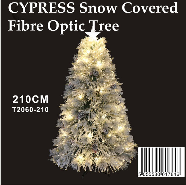 Cypress Snow Covered Fibre optic tree 210cm