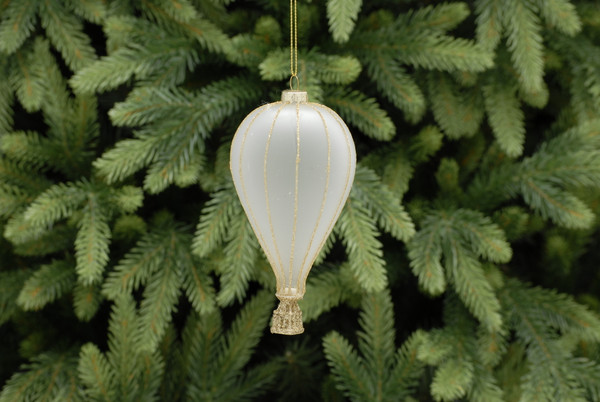 13cm frosted and gold glass hot air balloon
