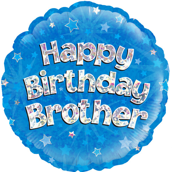 H100 18in Foil Balloon Happy Birthday Brother Blue Holographic