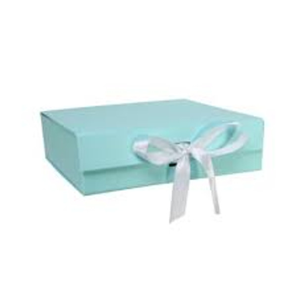 Keepsake Box Baby Blue with Ribbon 22x22x6.5cm