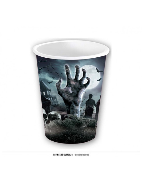 Halloween Cemetery Zombie Cups 11cm Pk6