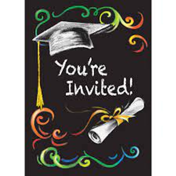 Chalkboard Graduation Invitations Pk8