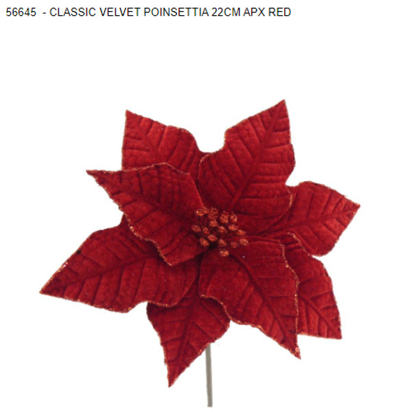 Classic Velvet Poinsettia Red 22cm