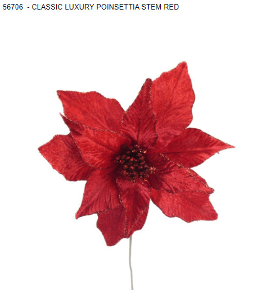 Classic Luxury Poinsettia Stem Red