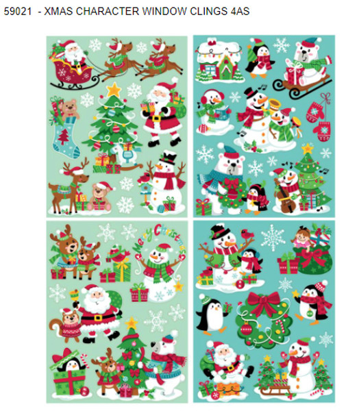 Christmas Character Window Stickers Choice of 4 Styles