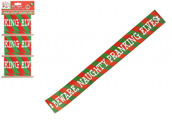 Naughty Elf Warning Tape 2.74m x 8cm Pk3