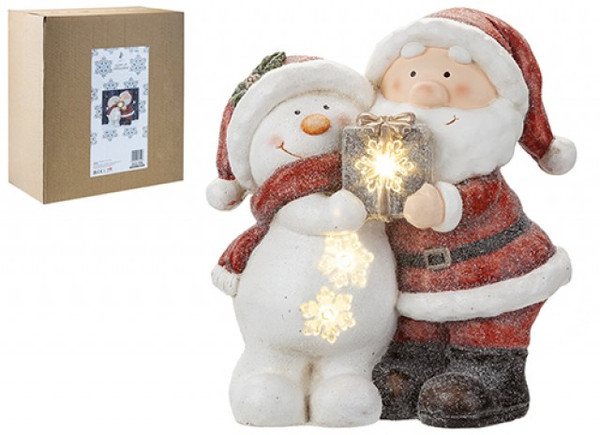 Light up Hugging Santa And Snowman Requires 3 x AAA Batteries Not included