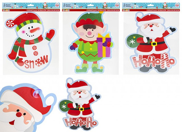 Christmas Festive Window Decorations Choose from Santa Elf or Snowman