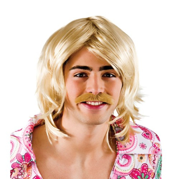 Gameshow Guy 70s Wig and Moustache Blonde