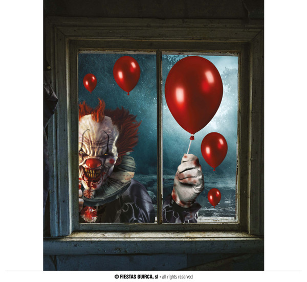 Halloween Horror Killer Clown Window Window Stickers 2 Sheets 60x80cm