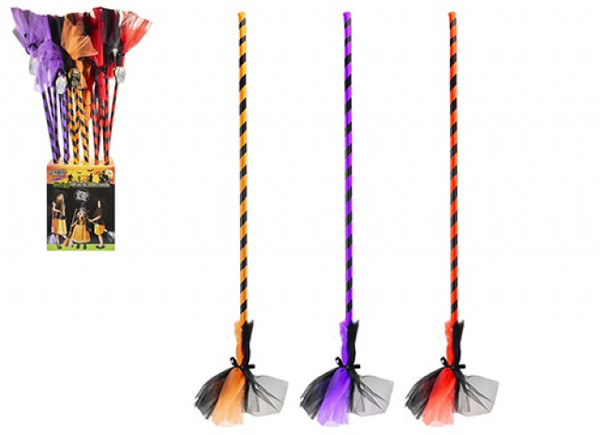 Organza Stripy Witches Broomstick 90cm Orange