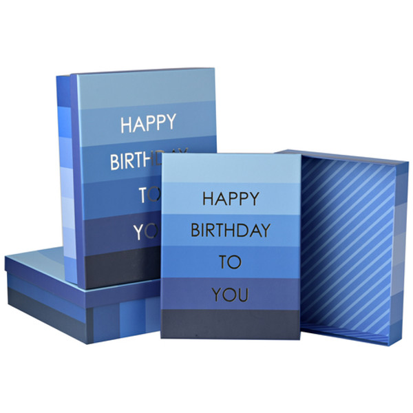 Happy Birthday to You Shirt Box Blue Size 3 28x21x5cm