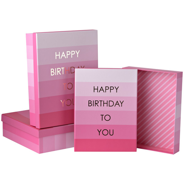 Happy Birthday to You Shirt Box Pink Size 2 31.5x24x7cm