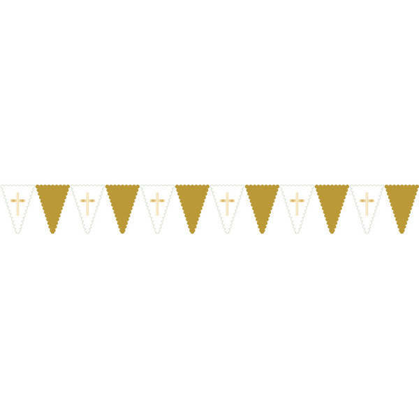 Botanical Cross Communion Gold Bunting Reusable Plastic 2.75m