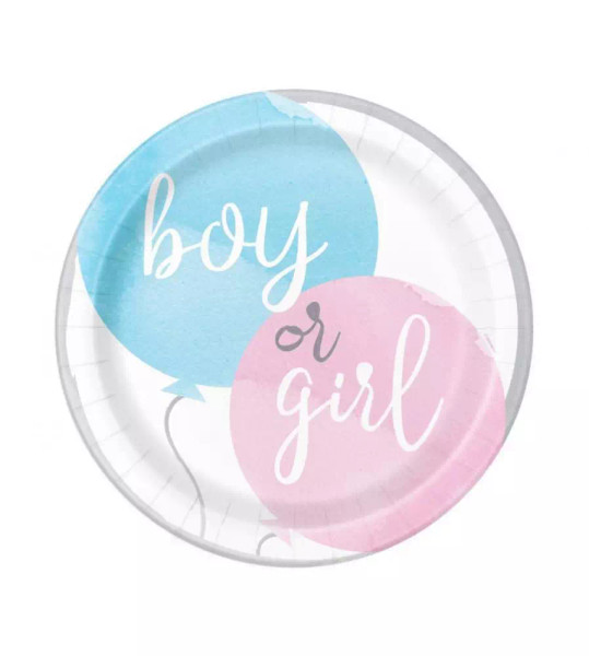 Gender Reveal Plates Pk8 9in