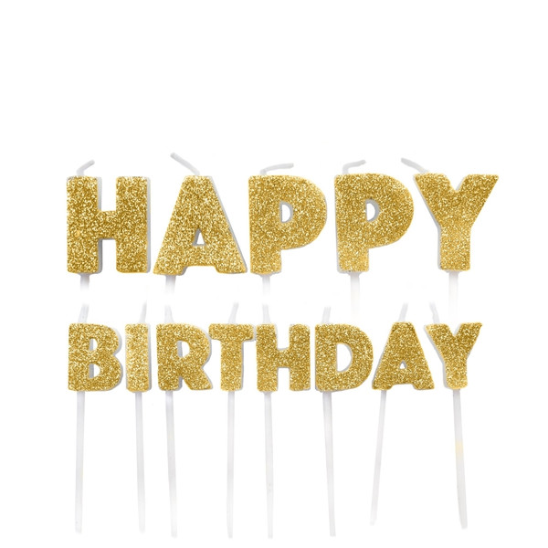 Pick Candles Happy Birthday Gold