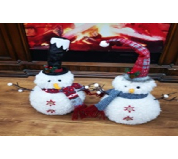 Snowman 30cm with Red Hat and Snowflake Belly Buttons