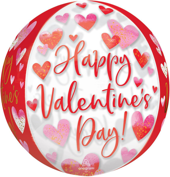 H200 Orbz Foil Balloon Happy Valentines Day Watercolour