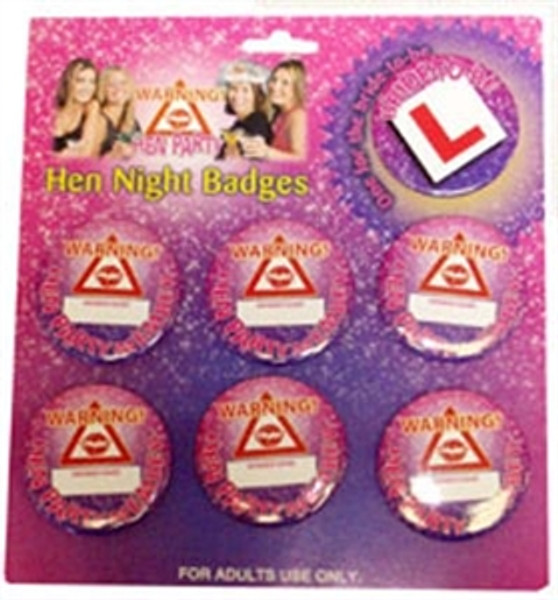 Hen Party Nite Badges Pk6