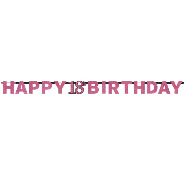 Pink Celebration Age 18 Letter Banner
