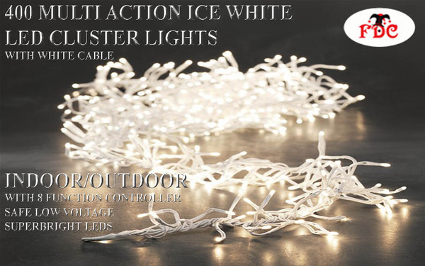 400 Cluster Lights White With White Cable