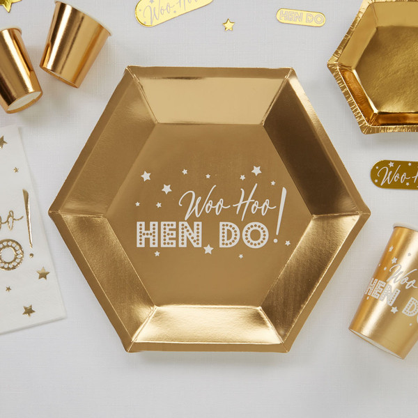 Woo Hoo Hen Doo Plates Pk8