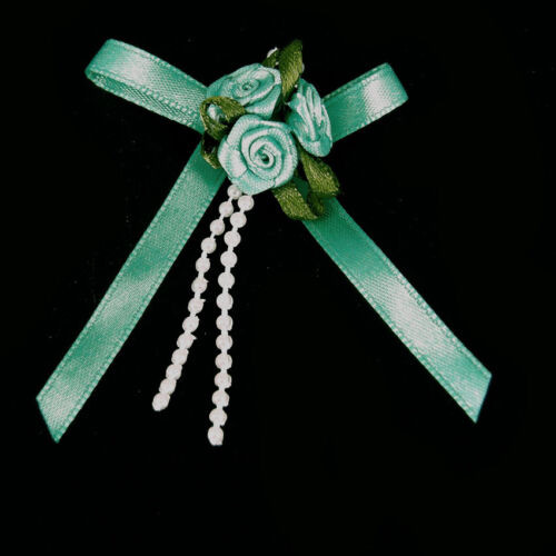 Rib Rose Bows Tails 6mm  Sale Pk20 Mint Grn