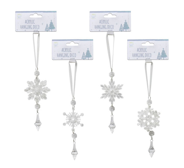 ACRYLIC SNOWFLAKE WITH DIAMOND Choose from 4 assorted styles
