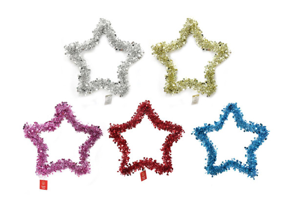 TINSEL STAR SILHOUETTE WITH MINI STARS 38cm
