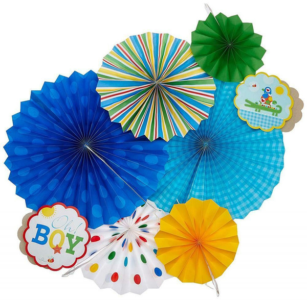 Ahoy Baby Boy Paper Fan Decorations