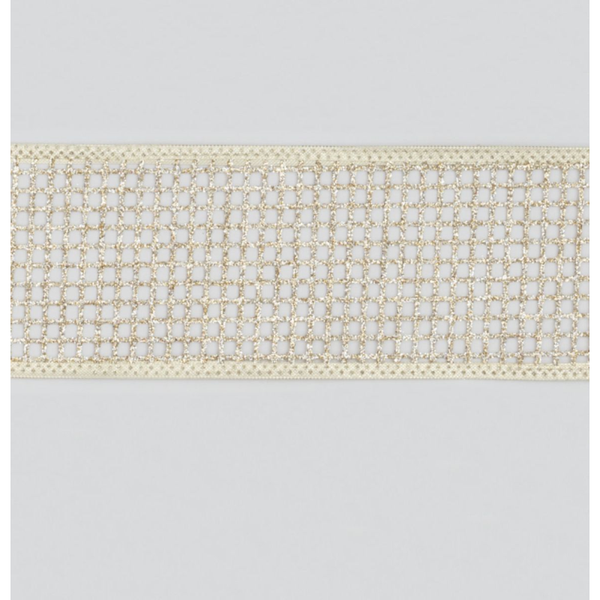 2.5inx10 Yard Glitter Ribbon Champagne