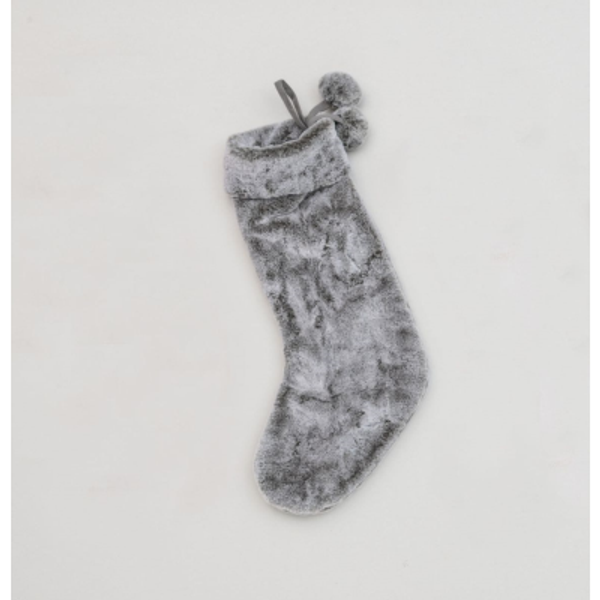 60cm Faux Fur Stocking Grey