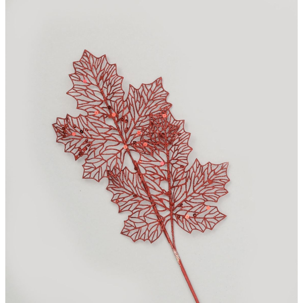 66cm Glitter Maple Leaf Red
