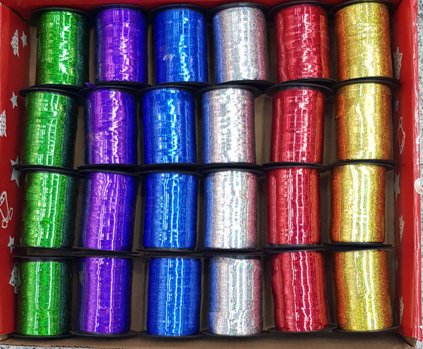 10m Holographic Ribbon Spool Silver 10m Holographic Ribbon Spool Silver