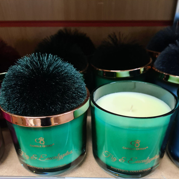 Medium Boutique Sale Glass Candle Fig and Eucalyptus