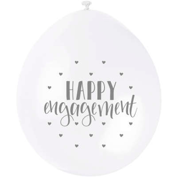 9in Latex Happy Engagement Balloons Pk10
