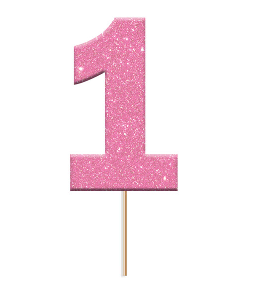 Cupcake Toppers Glitter Pink No 1 Pk12
