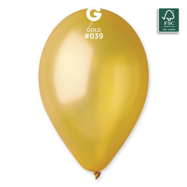 12in Latex Balloons Bag of 50 Metallic Gold 039