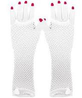 Fishnet Gloves Long White Pk2