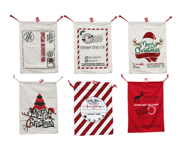 DELUXE SACK NATURAL WITH PRINT 48x68cm Choose from 6 assorted styles