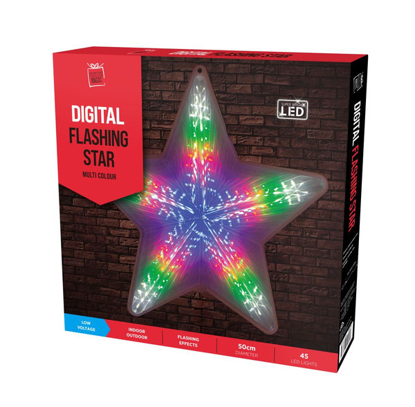 LED DIGITAL STAR LIGHT 50cm MULTICOLOURED