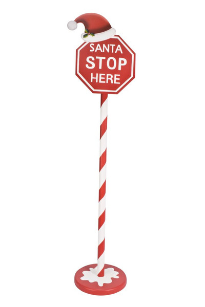 SANTA SIGN STOP HERE WITH HAT 125cm