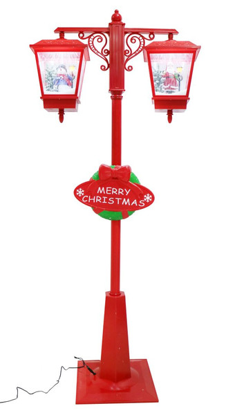 LED SNOWING MUSICAL DOUBLE LANTERNS STREET LAMP RED