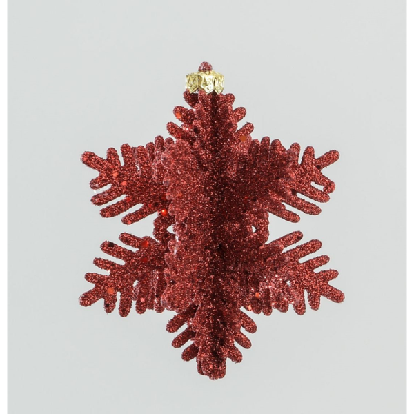 Glitter Snowflakes Pk6 Red 100mm